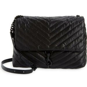 Rebecca Minkoff Edie Nylon Jumbo Flap Shoulder Bag in Black